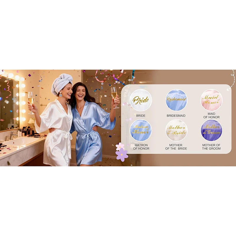 10 Pcs Women Bride Kimono Robe Embroidered Getting Ready Satin Bridesmaid Robes for Wedding Party Bridal Shower